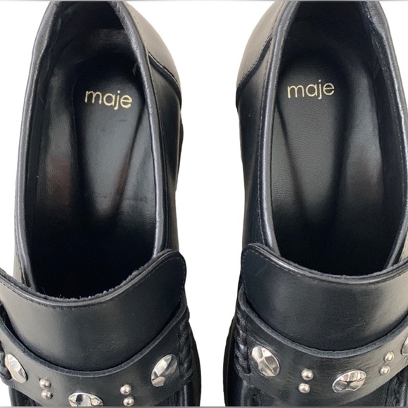 MAJE Studded Leather Platform Loafers - Picture 7 of 13